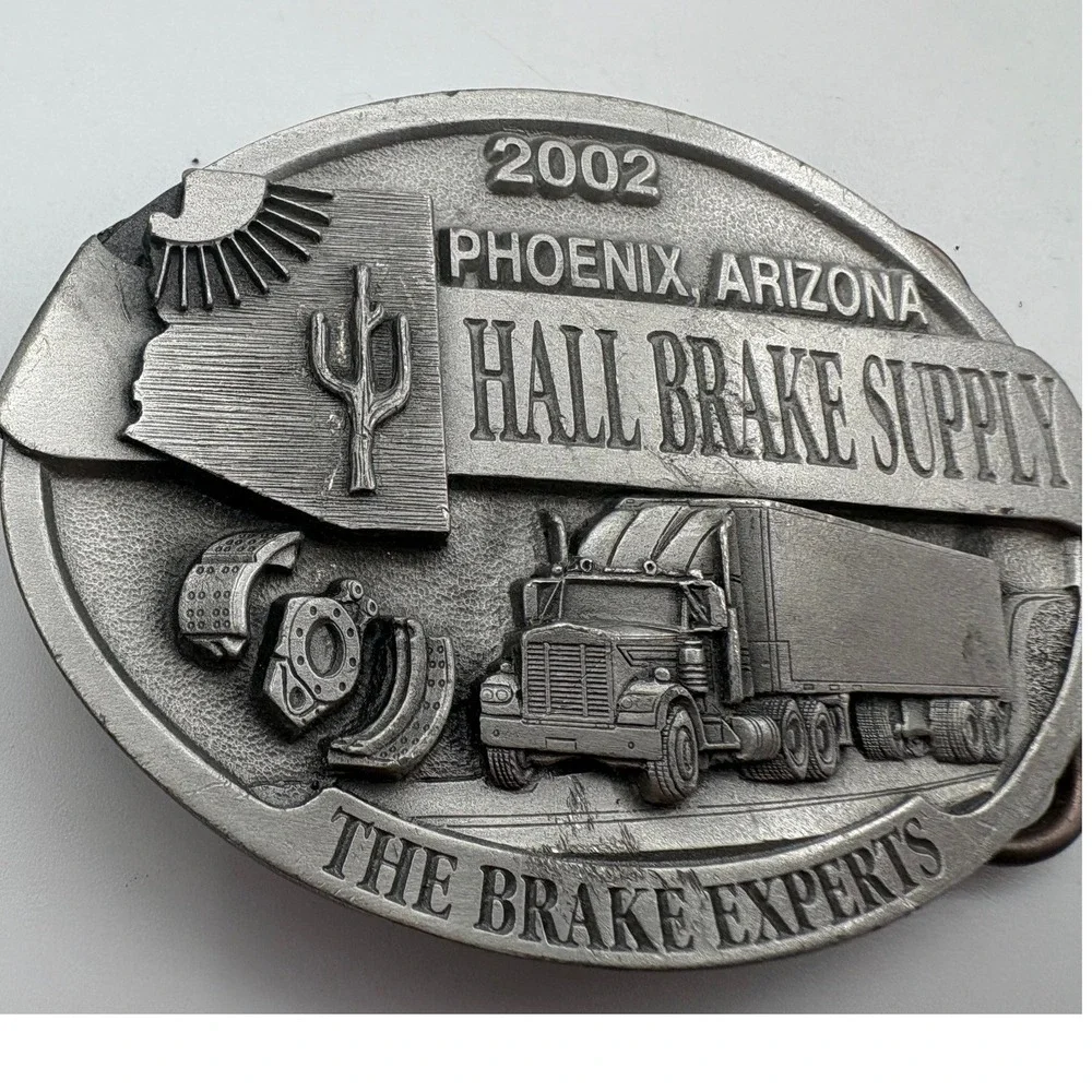 Hall‎ Brake Supply Belt Buckle 2002 Phoenix Arizona Semi Truck Pewter Silver EX